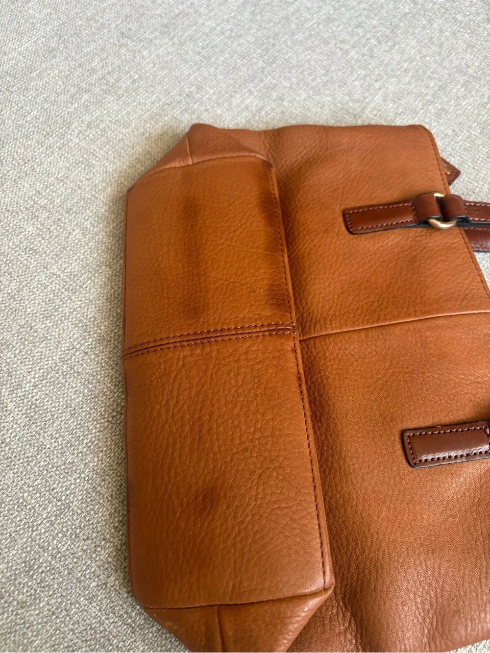 Vintage Fossil Small Caramel Pebbled Leather Satchel y2k